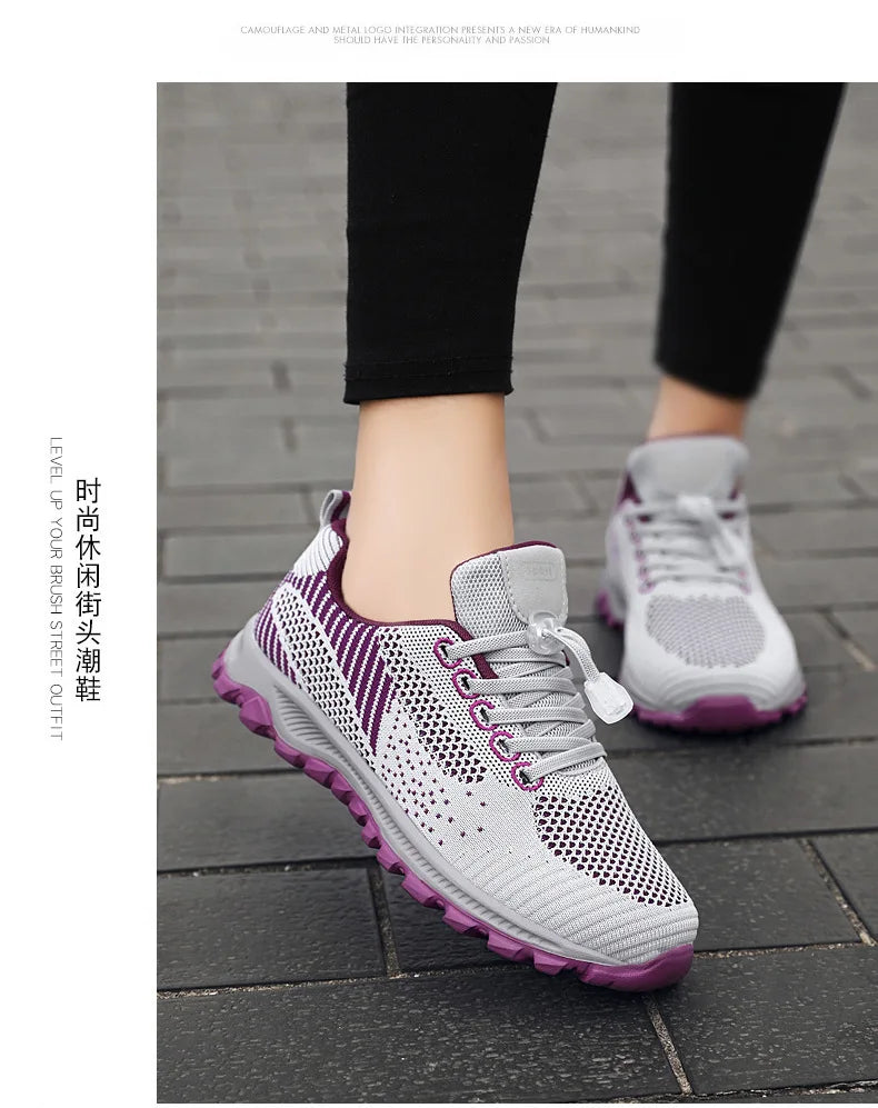 2025 Women Sneakers Fashion Platform Lace Up Casual Sports Shoes Comfortable Running Ladies Vulcanized Shoes Female Footwear