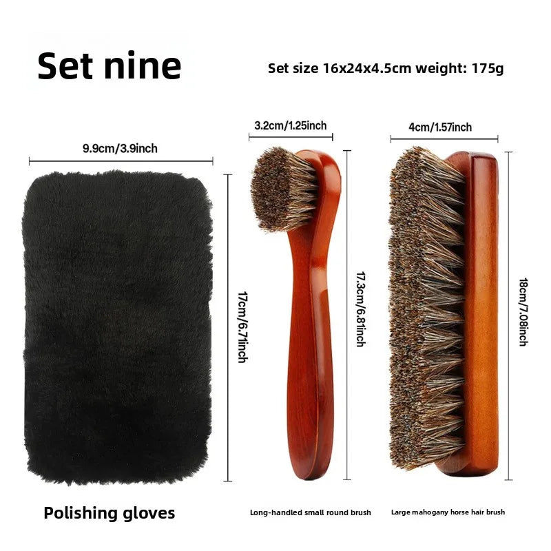 Horsehair Suede Polishing Brush Shoe Care Kit High Gloss Auto Seat Cleaner