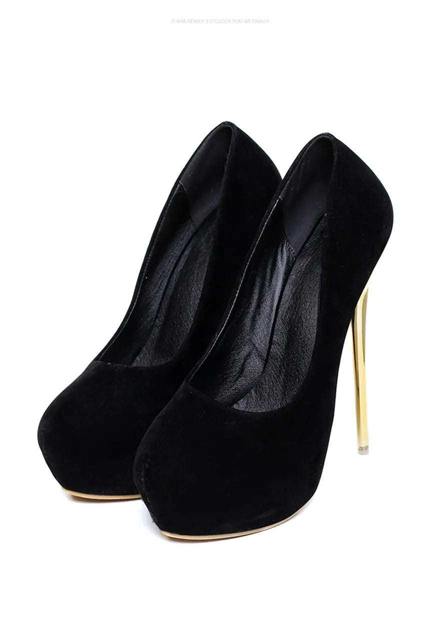 Women Red Wedding Shoes Autumn Fashion Platform Shallow Female Pumps Soft Flock Round Toe Super High Heels Party Shoe Size 41-47