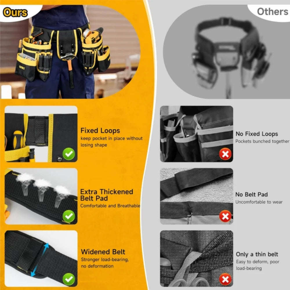 Tool Organizer Bag Toughbuilt Magnetic Electrician Tools Waist Pack, Adjustable Tool Pouch for Repair,work Tool Pouch Storage
