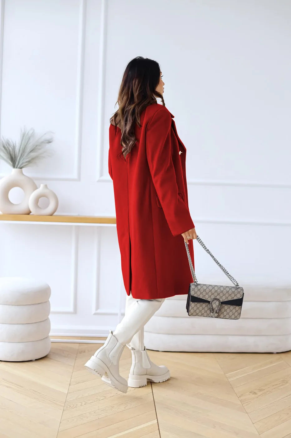Suit woolen coat senior sense 2024 autumn and winter new double-breasted shoulder slimming Korean version of woolen coat