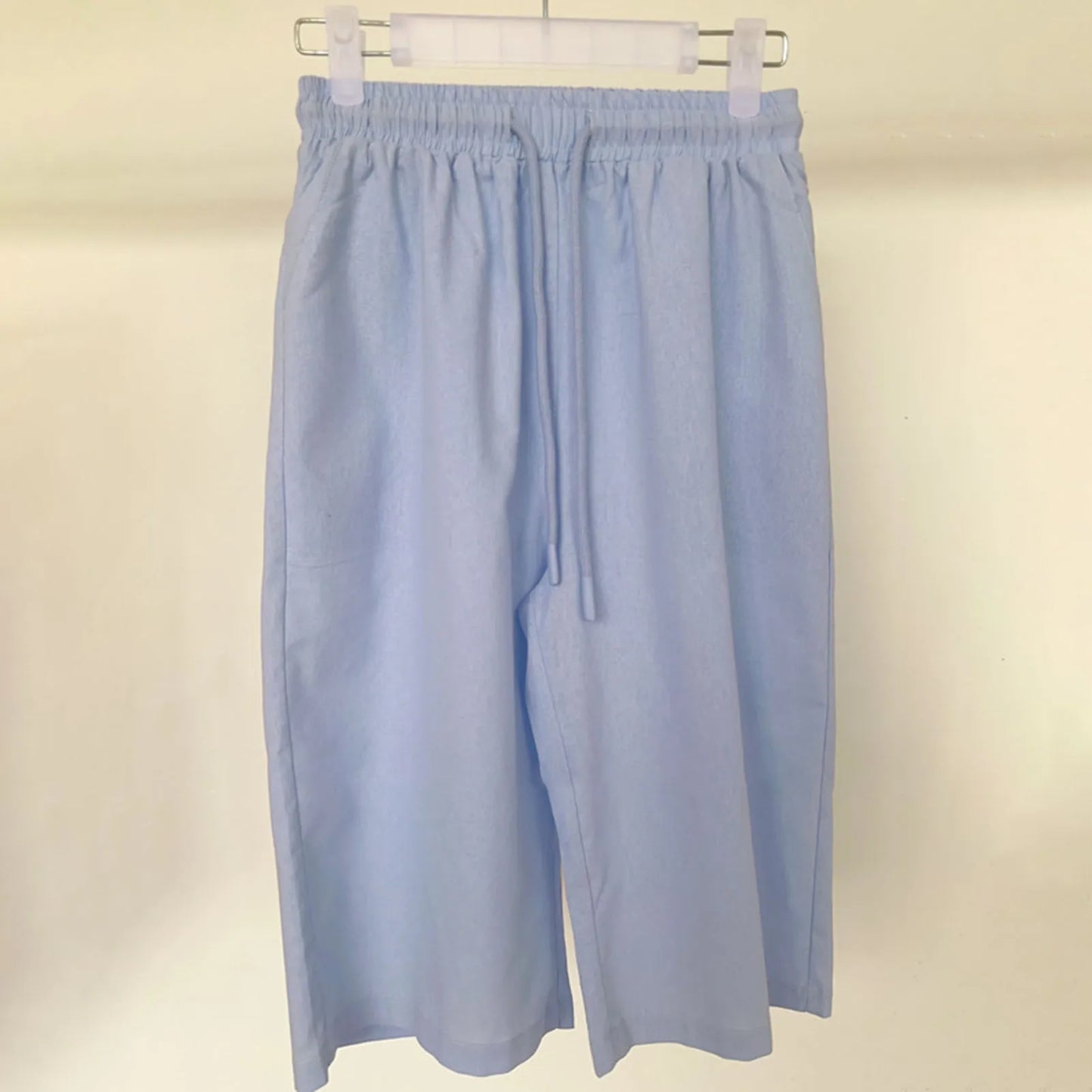 Spring Summer Women's Cotton Linen Trousers Pants Solid Elastic Waist Oversized Pants Women Straight White Homewear Trousers 3XL