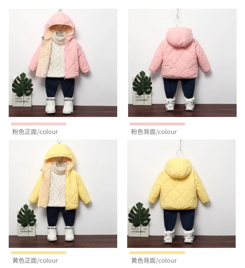 Winter Baby Kids Jacket For Girls Coats Lamb Wool Plus Velvet Thick Coats Toddler Children Outwear 1-6 Year Boys Cotton Jackets