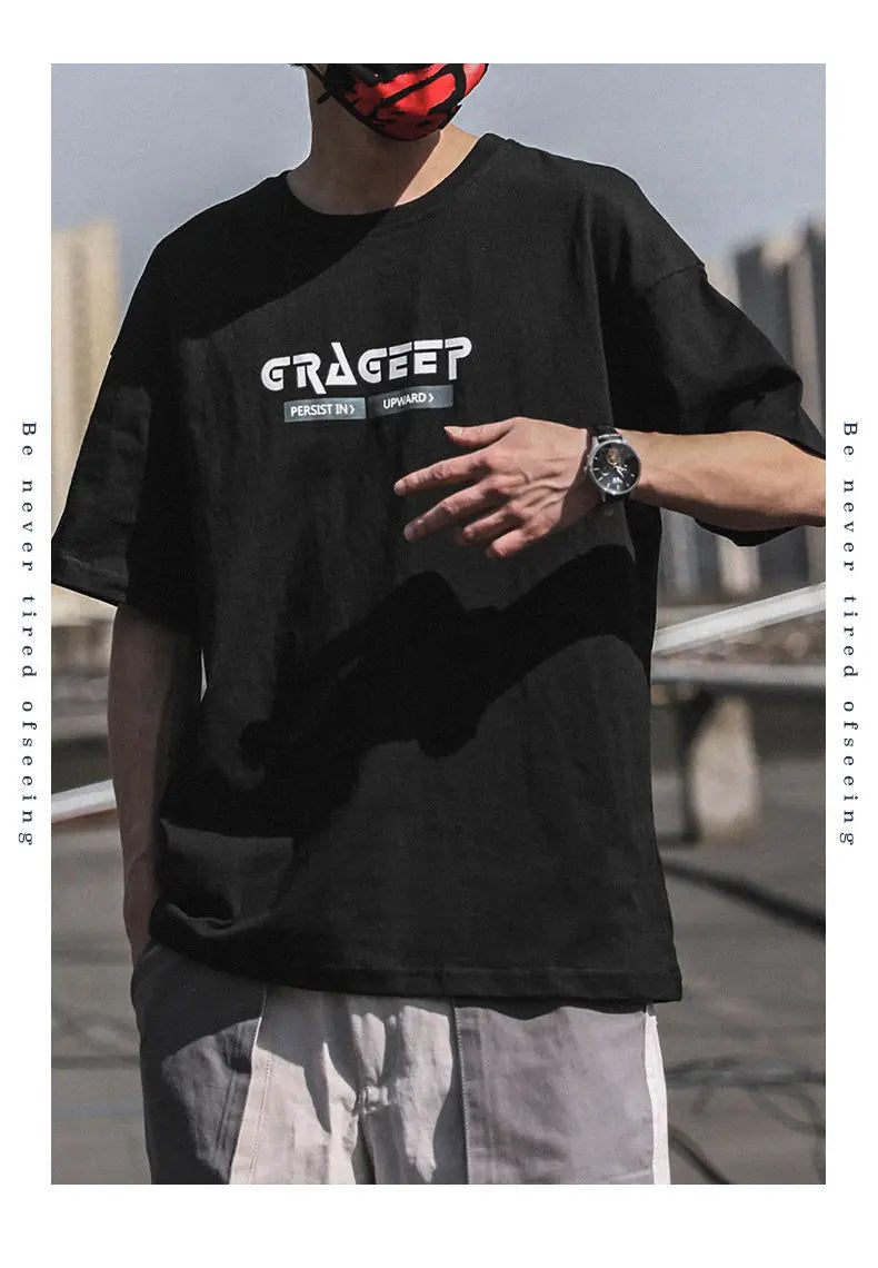 Pure Cotton New Printed T-shirt for Men Short-sleeved Trendy Brand Trendy Half-sleeved Loose Couple T-shirt Original Retro