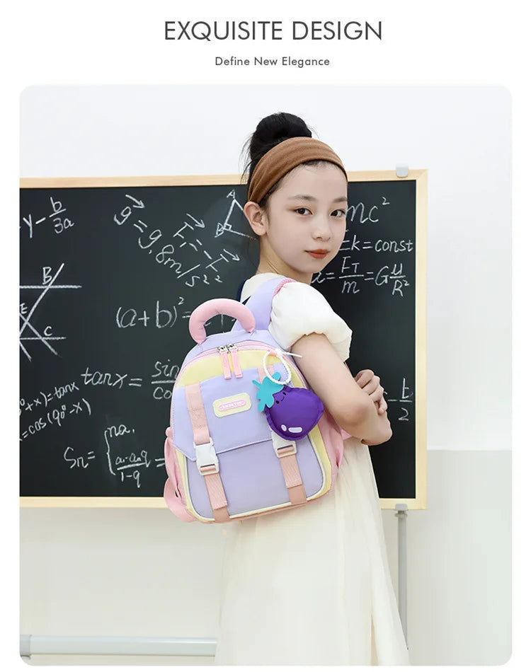 New Large-capacity Backpack Children Kindergarten Backpack Boys Girls Kids Load-reducing Color-blocking Double-shoulder Bag