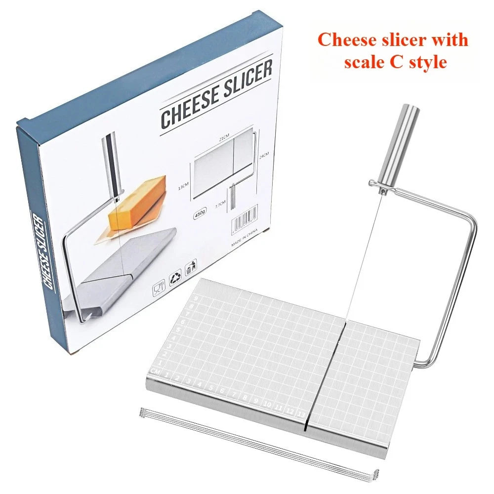 Stainless Steel Multifunctional Cheese Slicer with Scale Sausage Ham Cheese Cutter Butter Slicer Household Accessories