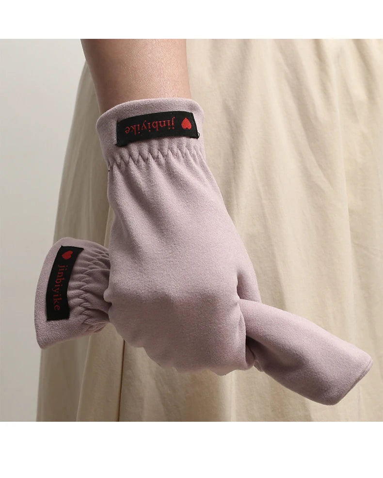 Mittens male warm cycling driving cold students windproof elastic winter thin velvet lovers all refer to female Half round glove