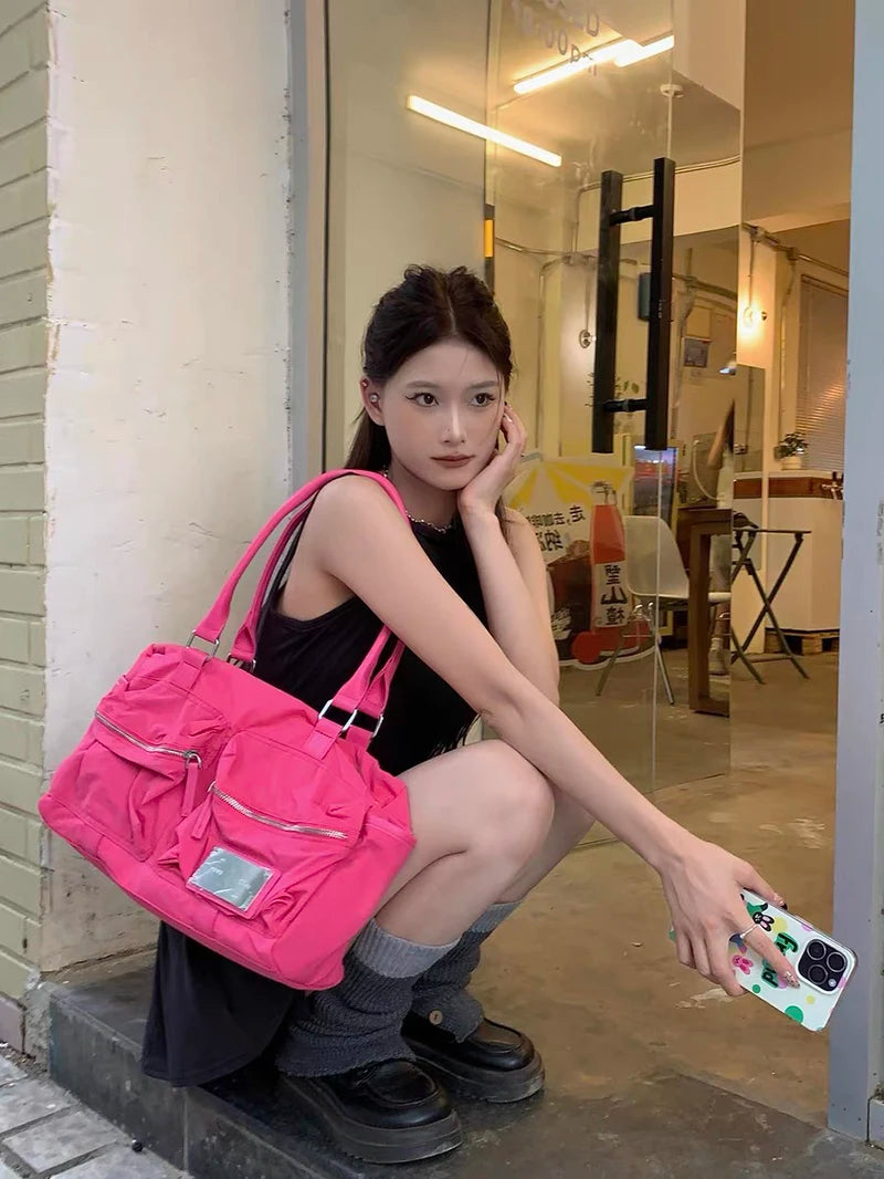 Ladies Large Capaci Nylon Handbag 2026 New Sle ort Trip Travel Bag Single oulder Fitn Tote Bag Briti Sle Casual