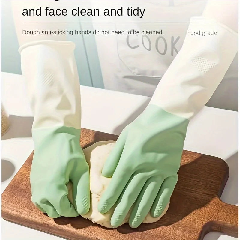 4pcs Waterproof Housework Cleaning Gloves Kitchen Cleaning Latex Laundry Dishwashing Gloves Wear Resistant Rubber Gloves