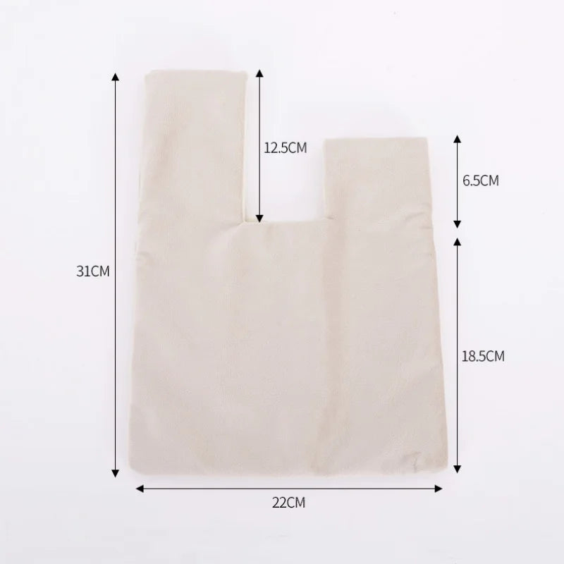 Women  Knot Wrist Bag Handmade Casual Knit Handbag Soft Velvet Tote Bag Student Reusable Shopping Bags Woman Cosmetics Bag