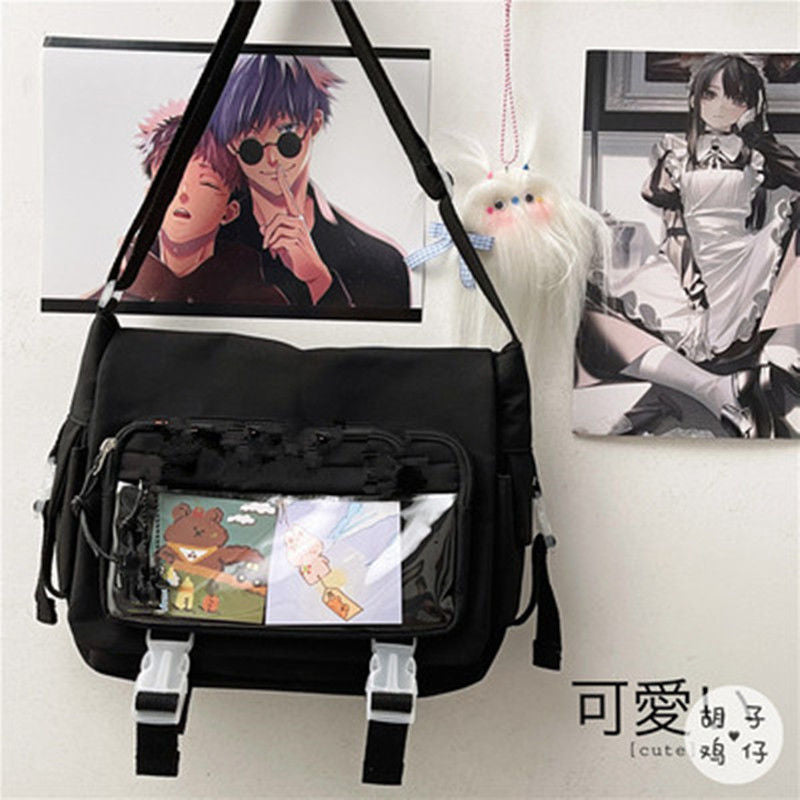 Nylon Crossbody Bags for Girls School Bags Japanese Transparent Bookbag Pocket Women Handbags Shoulder Messenger Bag Satchels