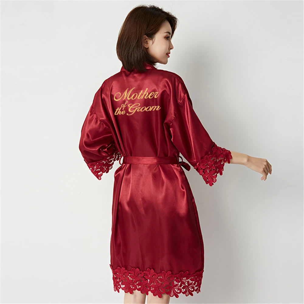 Wedding Embroidery Bride Bridesmaid Kimono Dresses Lace Gown Sexy Women Robes Home Gown Bathrobe Short Night Shirts Sleepwear1PC