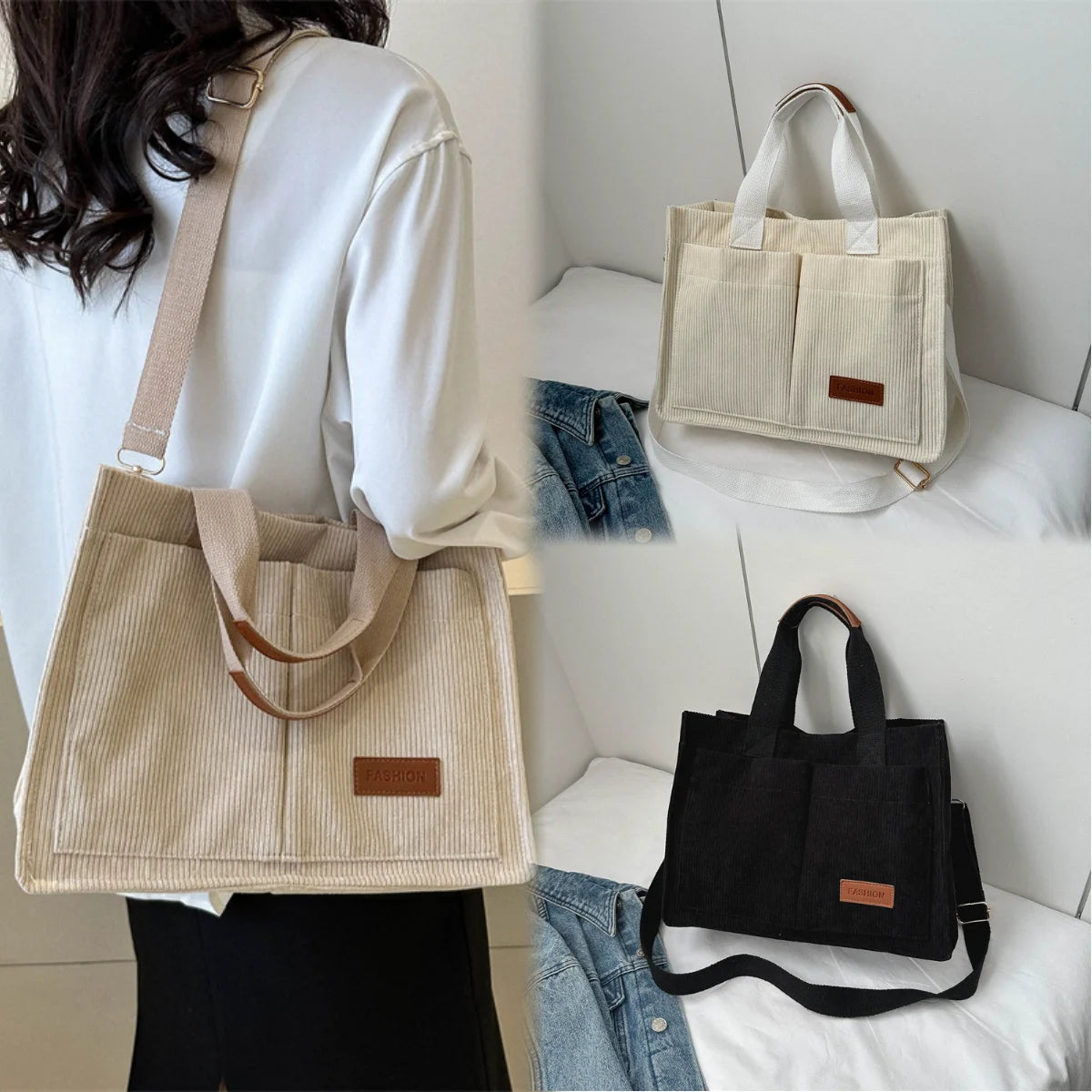 Ladies' handbag, large capacity new fashionable canvas shoulder bag, crossbody bag, commuting bag  zwq