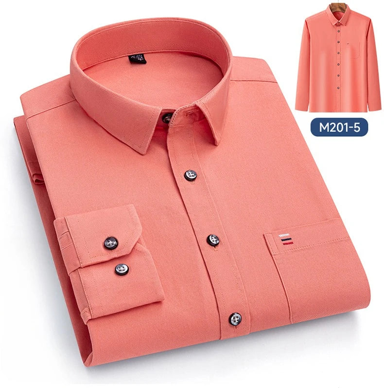 Luxury cotton single pocket long-sleeve shirts for men Smart Casual business regular fit shirt designer vintage black clothes