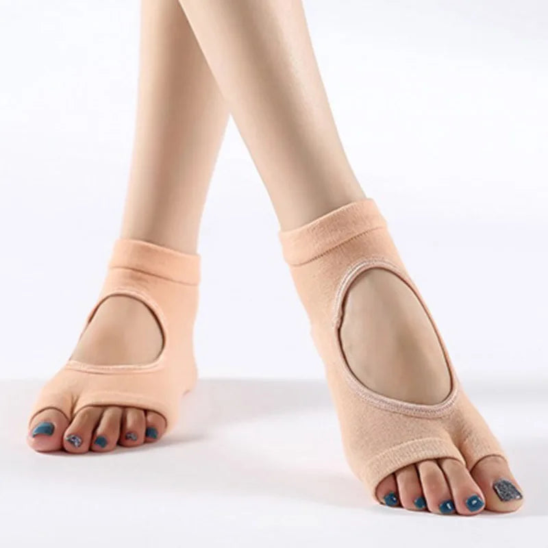 Women Two Toe Non Slip Quick Dry Cotton Yoga Socks Pilates Ballet Dance Anti Skid Sport Socks For Fitness Workout Training