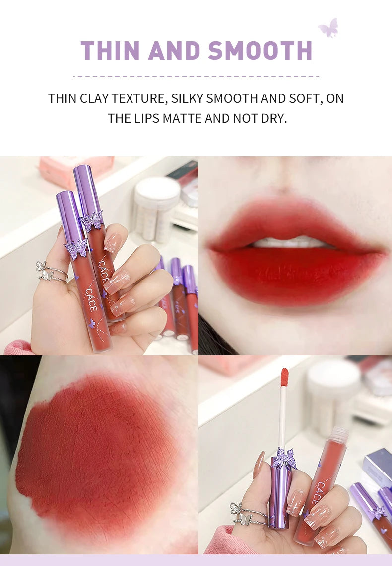 6 Colors Sexy Red Liquid Lipstick Moisturizing Lip Glaze Tint Long Lasting Matte Lip Mud Waterproof Velvet Lipstick Lips Makeup
