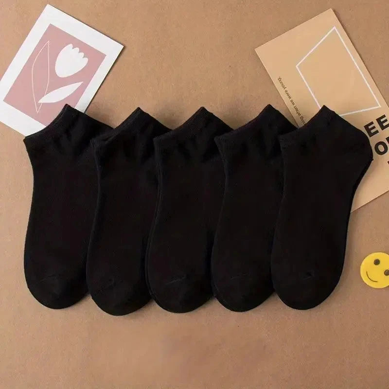 5/10 Pairs Men's  Boat Socks Business Sport Sweat Absorption Mature Summer Autumn Solid Color Non Pilling Versatile Ankle Socks