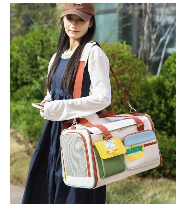 Portable Outdoor Pet Cats Dogs Backpack Carying Bag Comfortable Breathable Large Capacity Shoulder Handbag for Pet Products