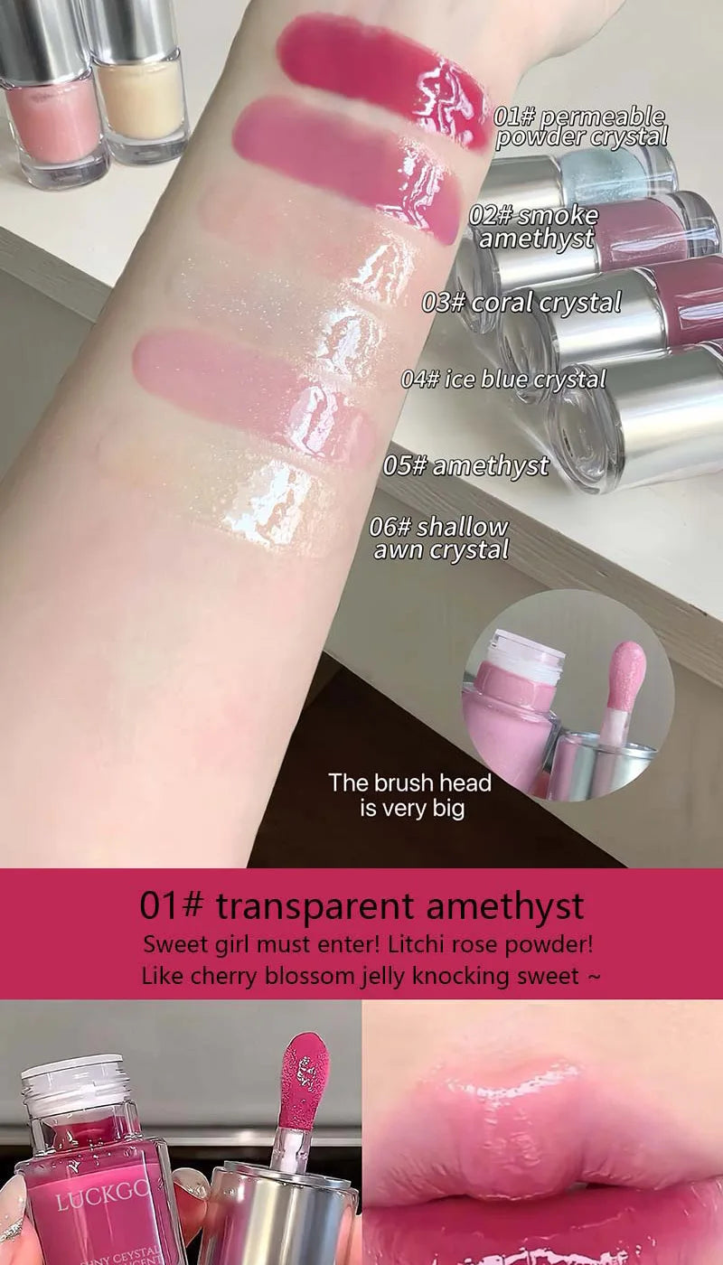 Shiny crystal through lips honey, moisturizing mirror moisturizing overlay, natural color lip glaze, moisturizing easy makeup