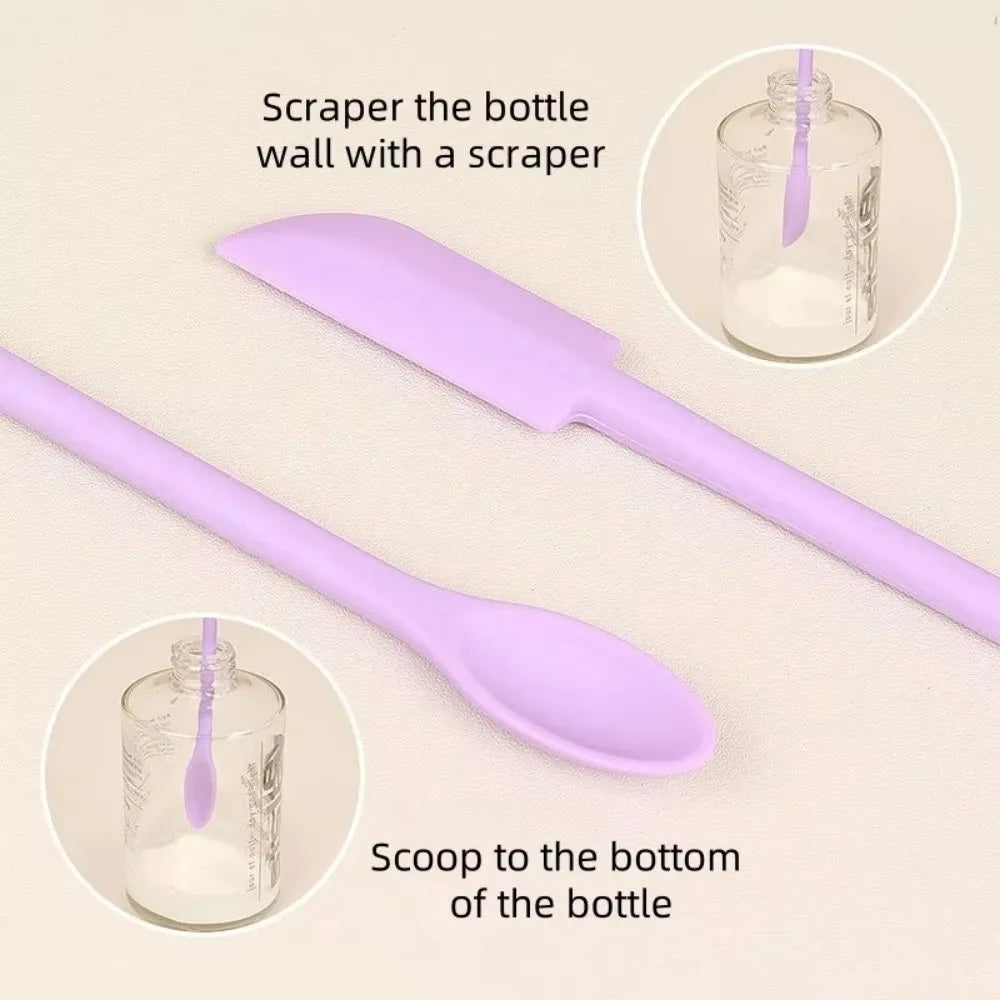 3pcs Portable Mini Silicone Scraper Soft Lengthened Face Mask Brush Double-head Cosmetic Digging Spoon Makeup Brushes Set