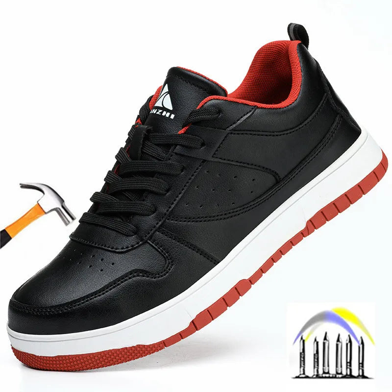 Steel Toe Man Work Boots Industrial Fashion Safety Shoes Men Non-Slip Work Sneakers Construction Waterproof Work Mens Shoes