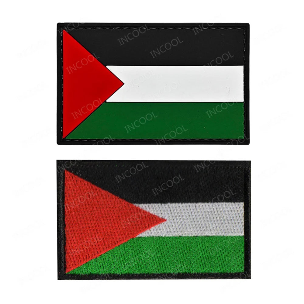 Palestine Flag Embroidered Patch PVC Rubber Palestinian Patches Appliqued Shoulder Patches For Clothing Backpack