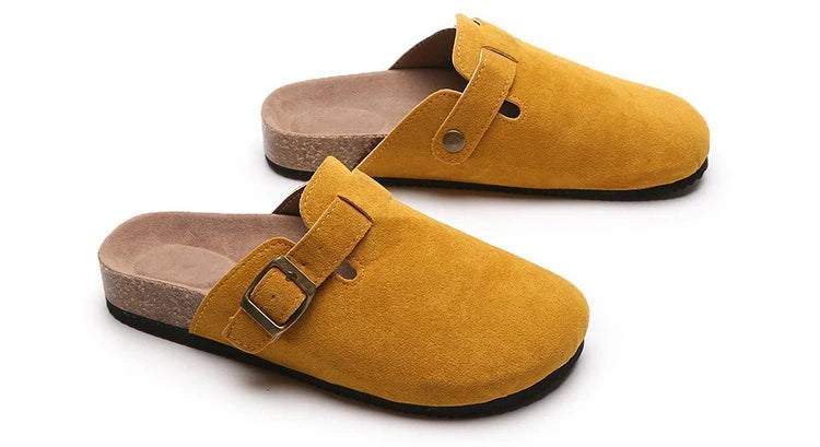 Cork Footbed Slippers For Women Men Fashion Clogs Leather Mules Female Home Street Shoes With Arch Support Indoor Outdoor Slides