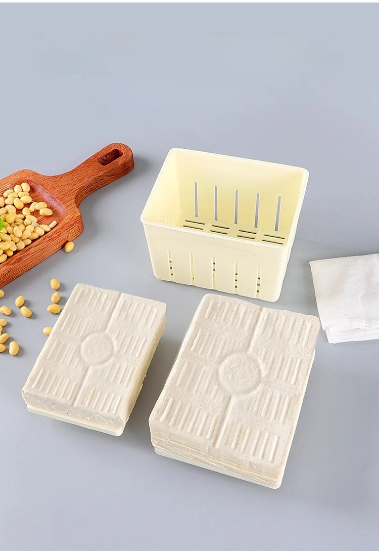 DIY Plastic Tofu Press Mould Homemade Tofu Mold Soybean Curd Tofu Making Mold With Cheese Cloth Kitchen Cooking