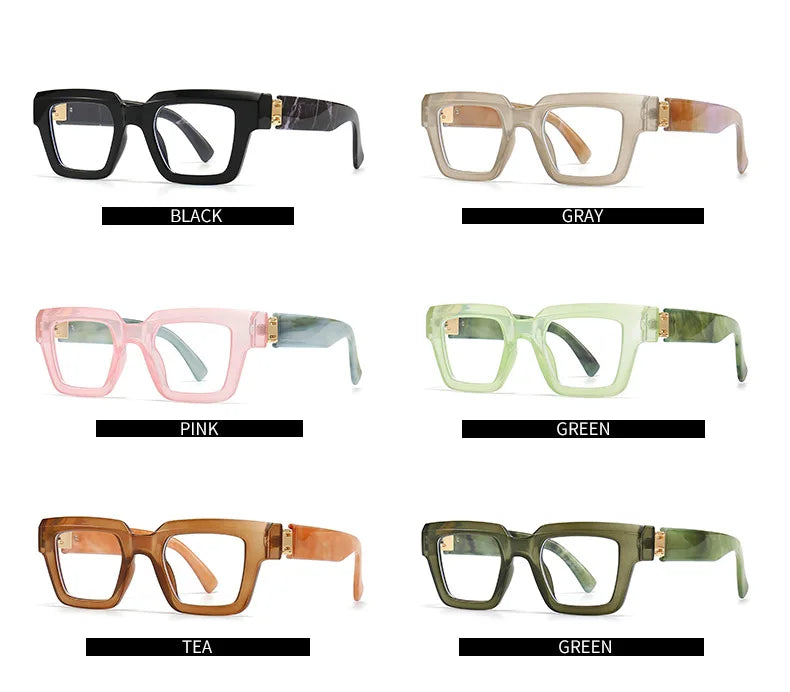 Brand Design Retro Reading Glasses for Man and Women Fashion Luxury Legs Large Size Square Presbyopic Eyewear Dioptric 0 to +6.0