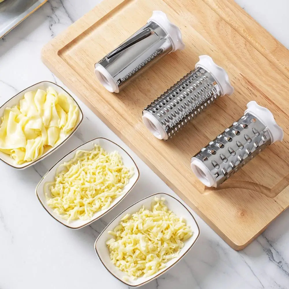 3-in-1 Hand-Cranked Cheese Grater Rotary Multi-functional Parmesan Cheese Shredder Hand Crank Stainless Steel Drum