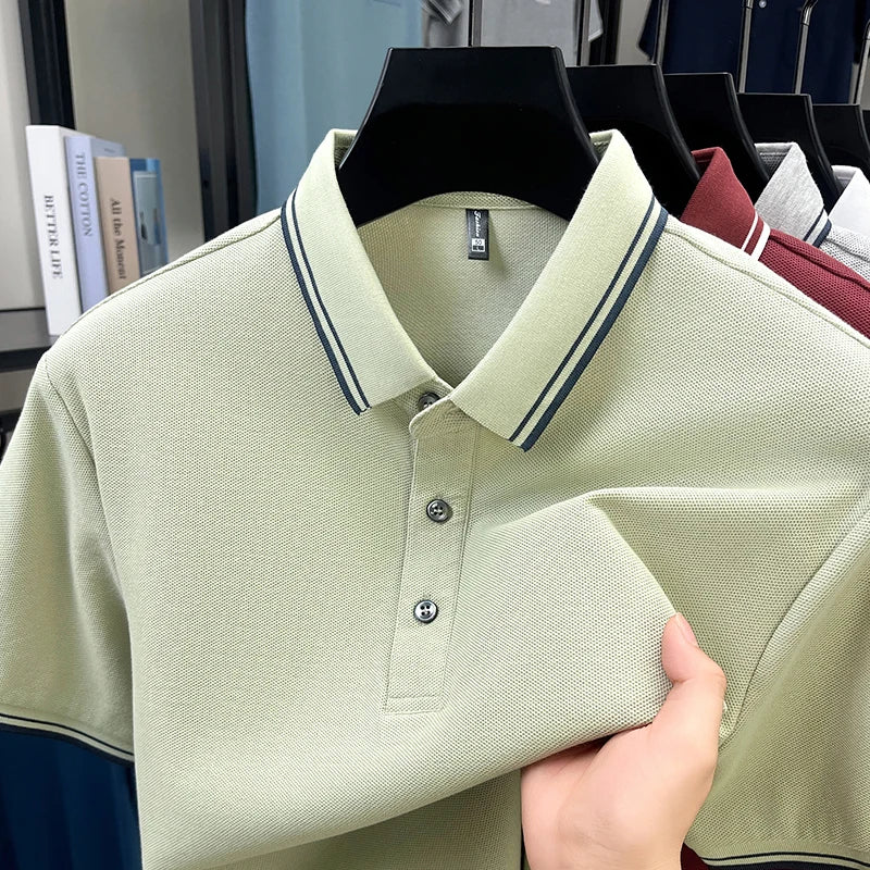 100% pure cotton men's polo shirt summer new fashion casual short sleeve comfortable luxury new simple solid color lapel T-shirt