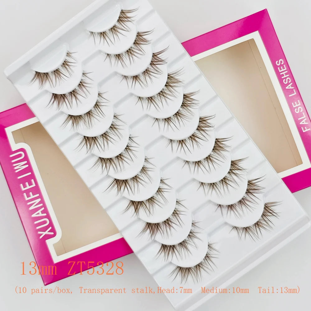 Xuanfeiwu Natural Short Style No-Makeup Look Sparse Full-Strip Ultra-Natural Realistic One-Piece Natural-Looking False Eyelashes DIY Self-Application Beginner Light Makeup Eyelashes