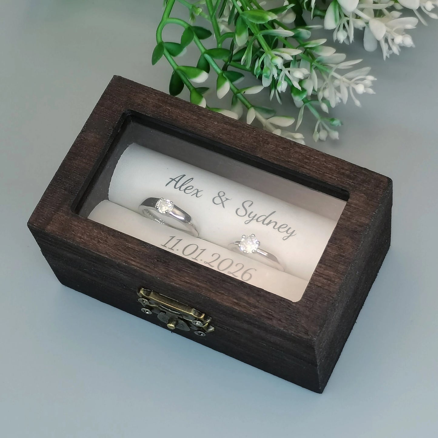 Personalized Wedding Ring Box Custom Wedding Ceremony Ring Box Custom Name Ring Box
