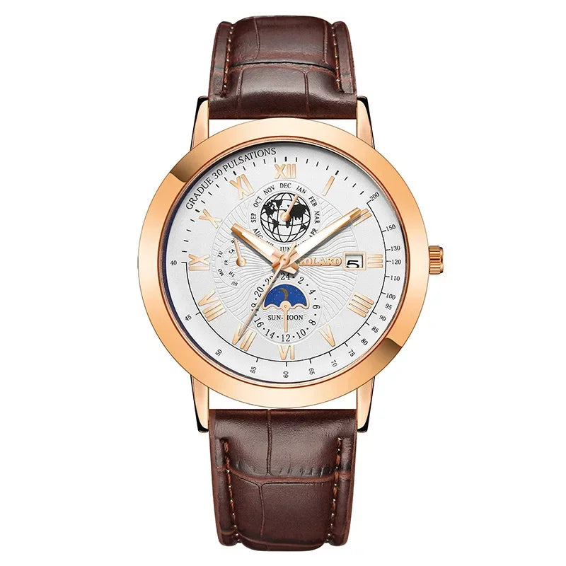 Men watches Wholesale Earth Date Wristwatches Leather Strap Quartz Watches for Men cheap men watch