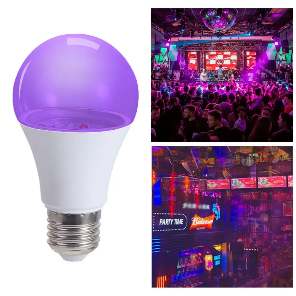 Portable Blacklight Ultraviolet Lamp UV Purple Bulb Atmosphere E27 UV Light Bulbs 360 Glow 10W Purple Black Light Bulb Disco