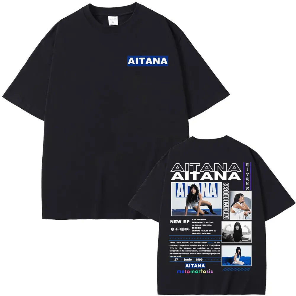 Singer Aitana Cuarto Azul Tour Graphic T Shirts Men Women Fashion Aesthetic Short Sleeve T-shirt Cotton Casual Oversized T Shirt