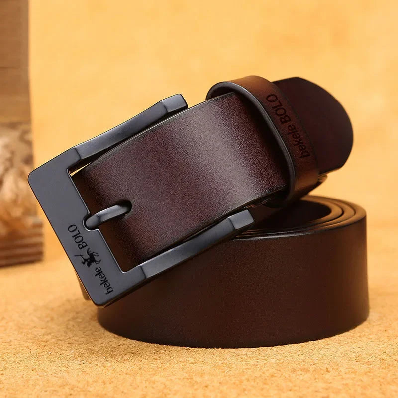 Genuine Leather Belt for Men's High Quality Alloy Pin Buckle Jeans Cowskin Casual Belts Business Cowboy Waistband Designer