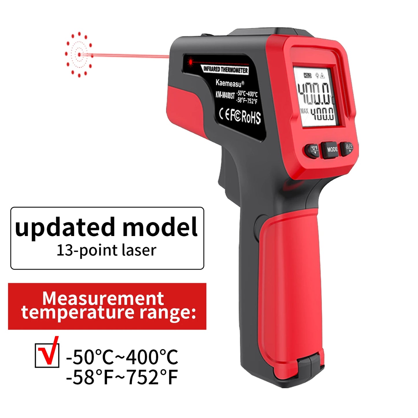 Infrared Thermometer Gun Home & Industrial Non-Contact Digital Laser Thermometer for Engine Kitchen BBQ Pizza Oil Cooking Meat
