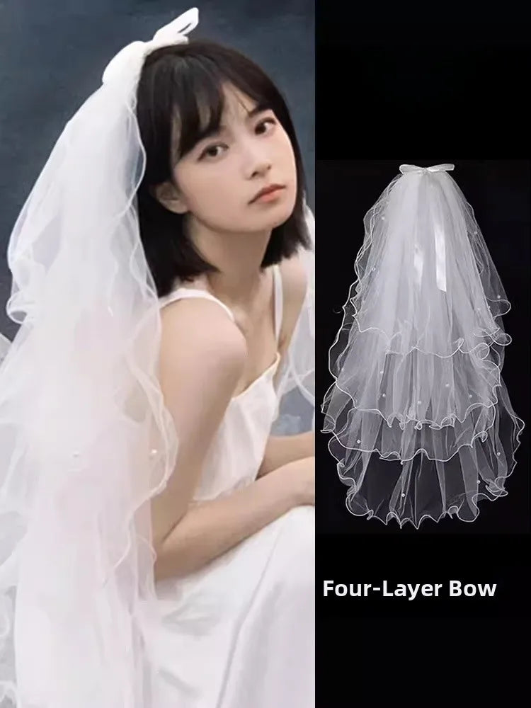 Wedding Veil Bridal Headwear Engagement Proposal Simple Elegant Soft Tulle Headpiece for Bride Ceremony Registration