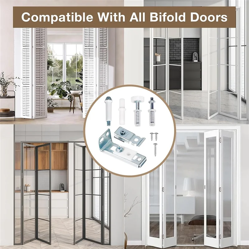 RALCA-Bifold Door Hardware Repair Kit 4 Set Includes Top Track For 7/8" To 1" Sliding Closet Door Replacement Parts