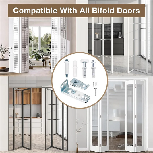 RALCA-Bifold Door Hardware Repair Kit 4 Set Includes Top Track For 7/8" To 1" Sliding Closet Door Replacement Parts