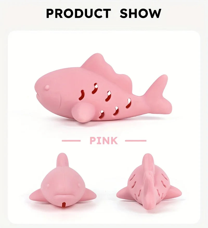 Pet's Chew Toy - Silicone Treat Dispenser Teeth Grinding & Mental Enrichment,  Bite-Proof for Small Pets, Vibrant Fish Design