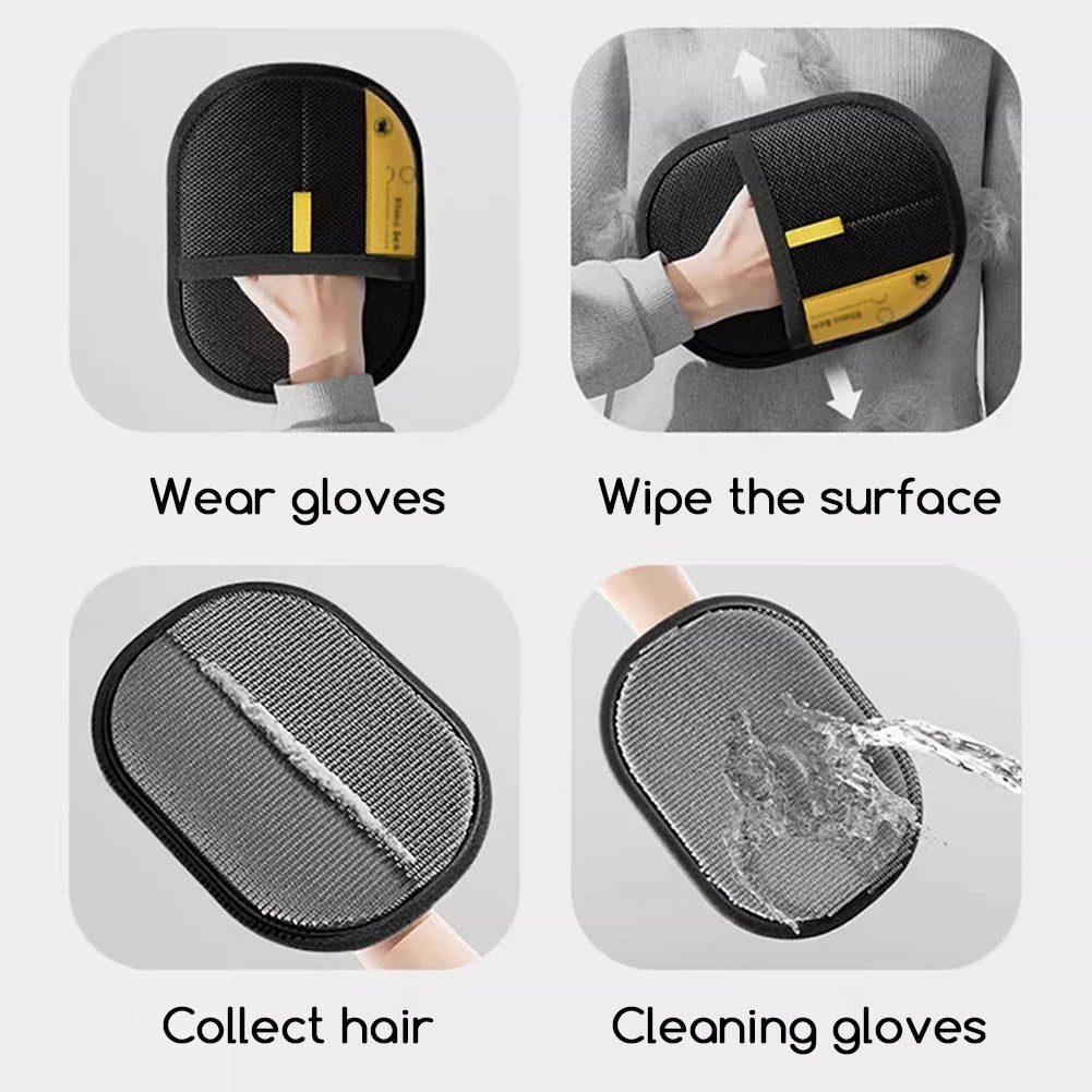 Pet Hair Remover Electrostatic Gloves Fur Catchers Quick Efficient Double Sided Electrostatic Protection Pet Hair Remover Mitten