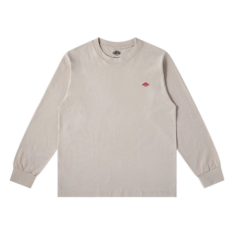 Embroidery Cotton 100% Long-sleeved Men's T Shirt 2025 New Round-collar Solid-color women T-shirt for Male Tshirt Man Tops Tees