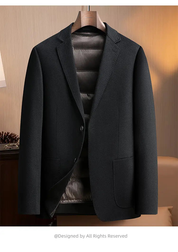 High-end, fashionable and stylish 96% wool" Casual and trendy thick wool suit with down detachable inner liner (90% down)