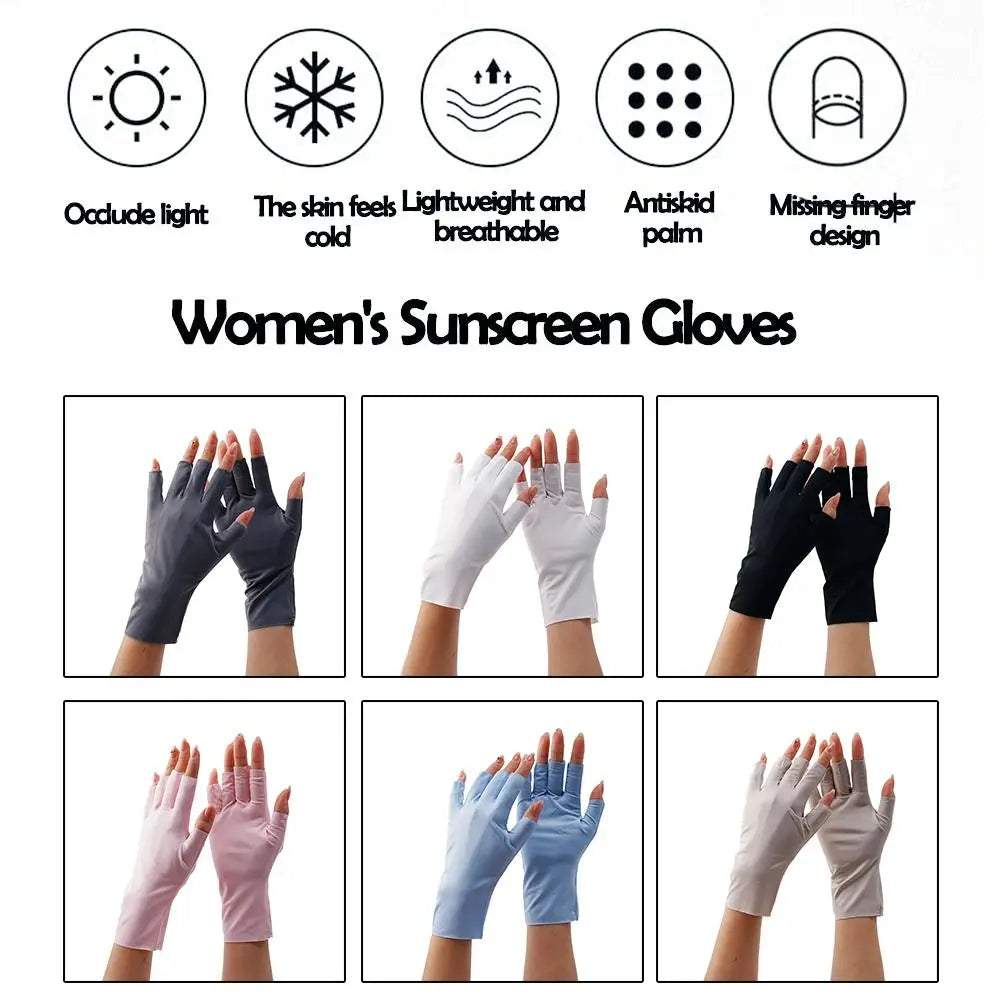 Women Sunscreen Gloves Fingerless Gloves Summer Sunscreen UV Protection Multicolor Gloves Woman Driving Glove Female Touchscreen