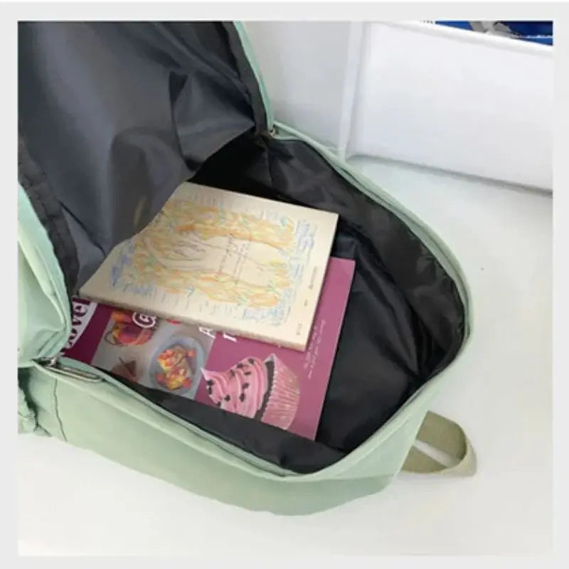 New Women Schoolbag Waterproof Large Capacity School Backpack Smooth Zipper Solid Teens Girl Casual Daypack Bag Student Supply