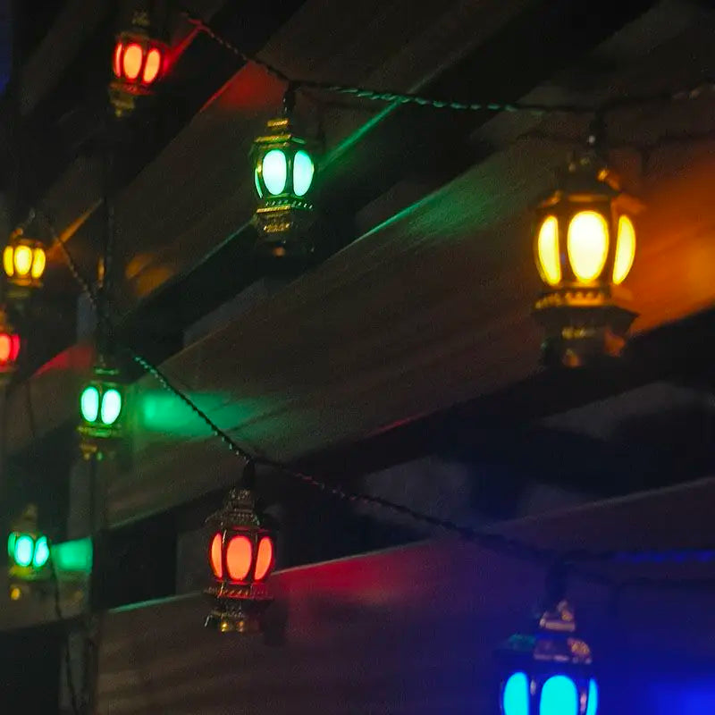 Solar Powered Lantern String Light 20 LEDS Eid Ramadan Decorative Lamp Outdoor/Indoor Waterproof for Islamic Home Garden Decor