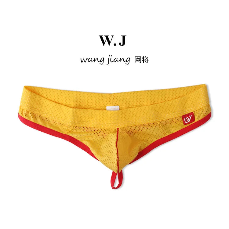 Men's Low Waist Thongs Breathable Nylon Mesh T Briefs Comfortable Underwear