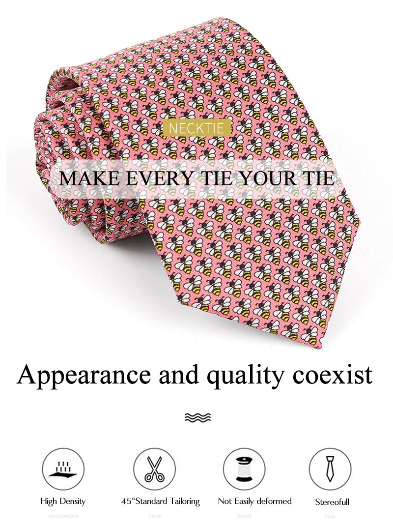 Tailor Smith 100% Silk Ties For Men Fashion Necktie With Bee butterfly sailboat  Animal Pattern Tie Father's Day Birthday Holida